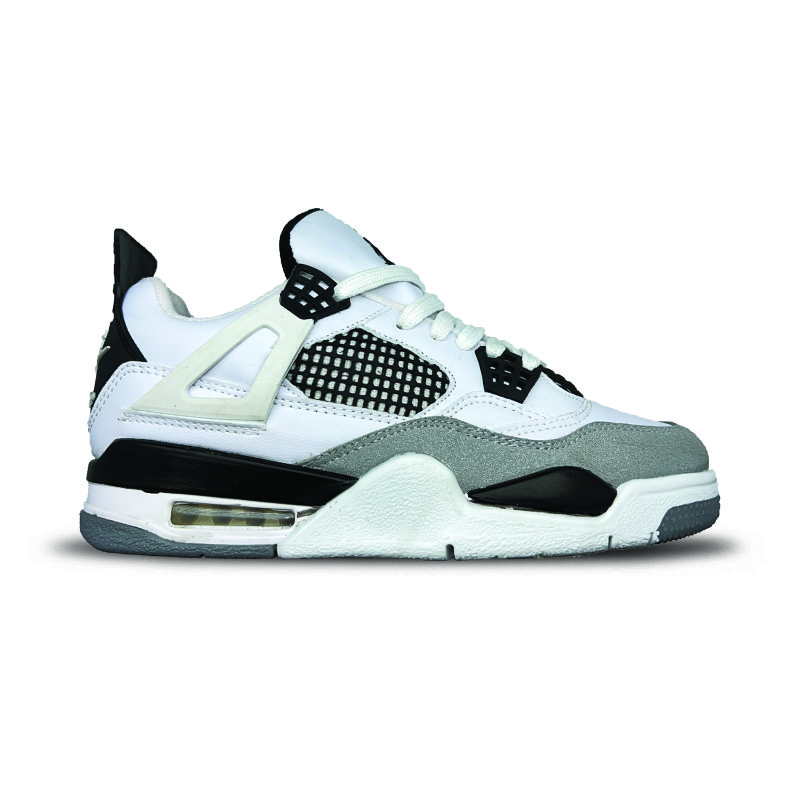 129-جردن 4 سفید مشکی کتونی جردن 4 سفید مشکی