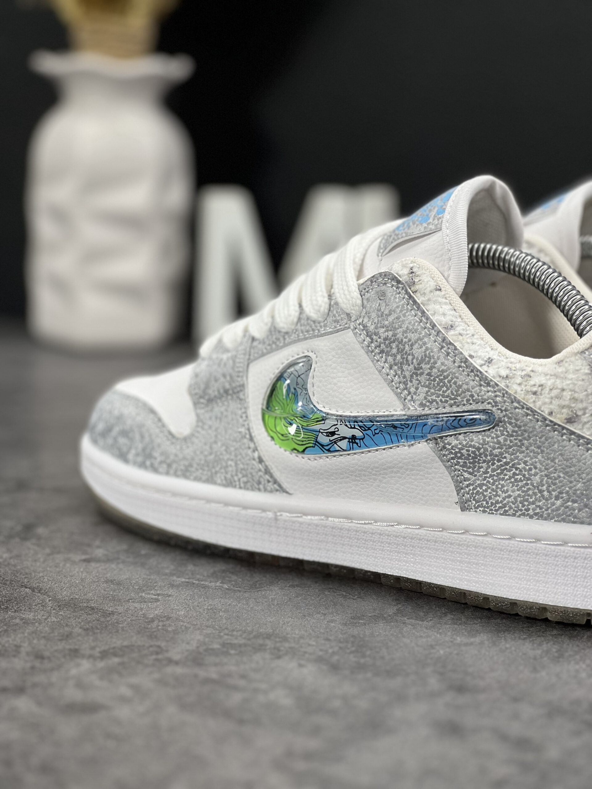 IMG_3266 کتونی نایک دراگون سفید طوسی زیره چاپی - Image 5